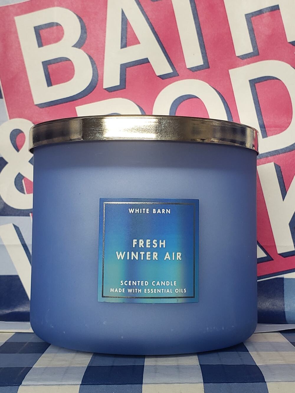 BBW Fresh Winter Air Large 3 Wick Candle Holiday Home Fragrance Decor
